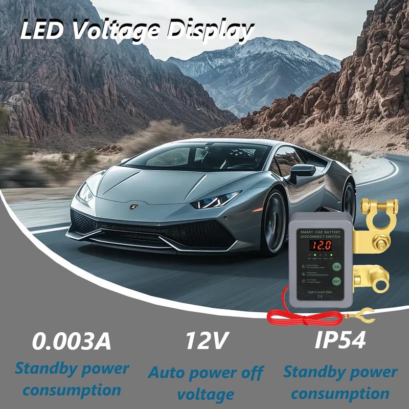 Avutrel Remote Battery Disconnect Switch Kill Switch Disconnect Switch Theft Battery Kill & Cut LED Voltage Display 12v 260A with Remote Control for RV ATV Truck Boats - Image 2